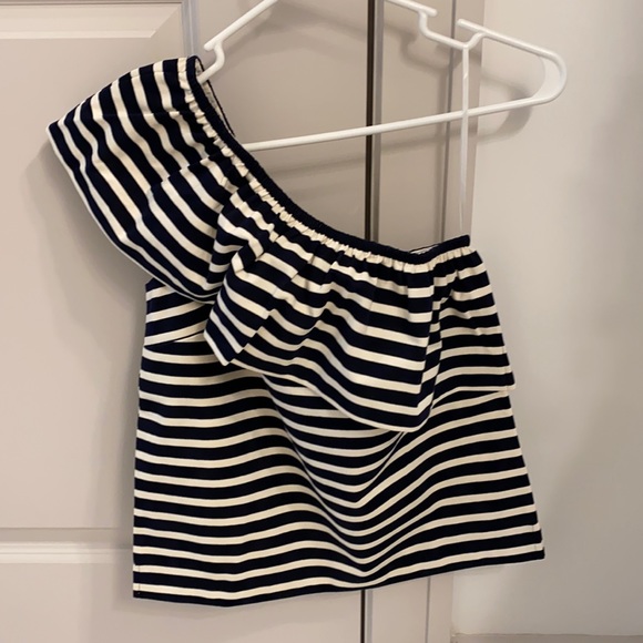 J.Crew Ruffle One-Shoulder Striped Top - Picture 3 of 6